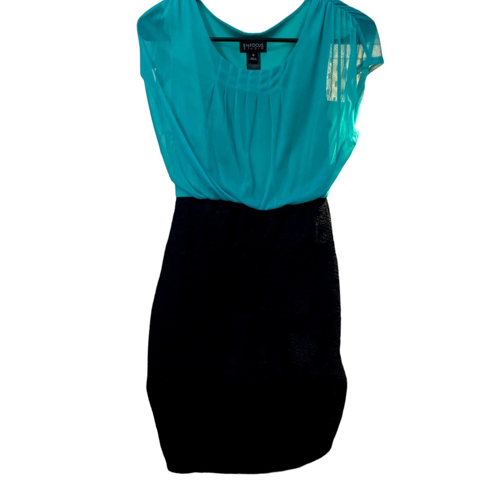 Teal/ Black Mini Dress